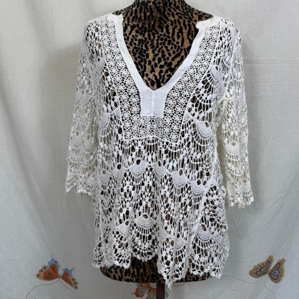 boho crochet lace cotton top by juniper ln